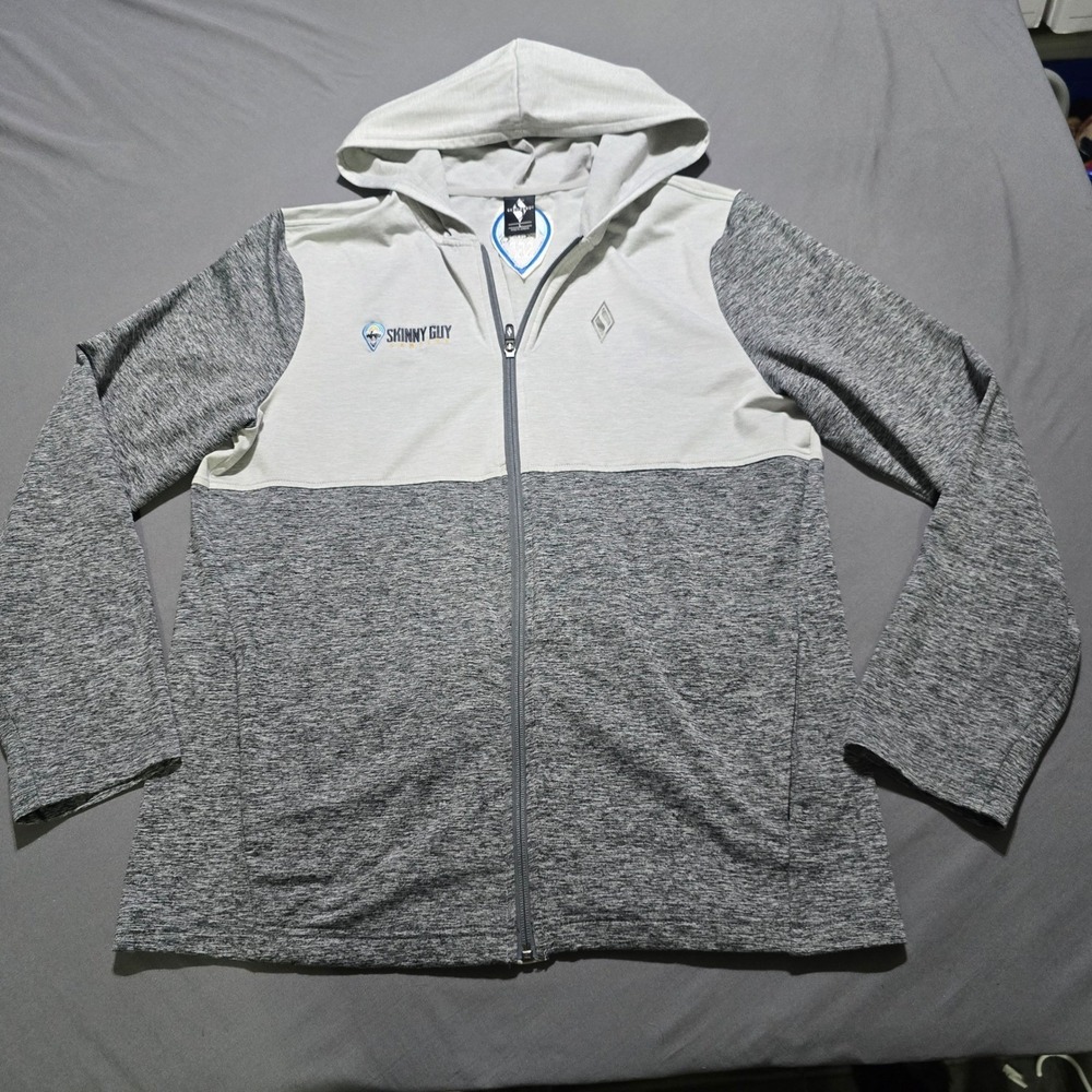 Skechers Full Zip Hoodie Mens Large Gray Skinny Guy Campers Space Dye Jacket